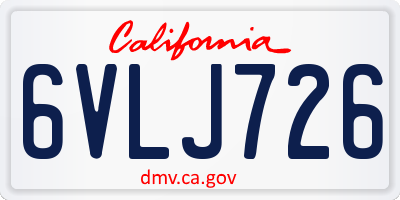 CA license plate 6VLJ726