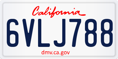 CA license plate 6VLJ788