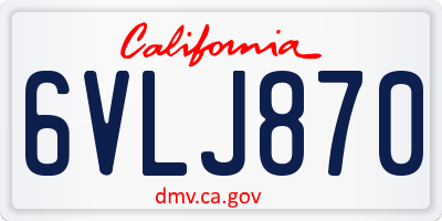 CA license plate 6VLJ870