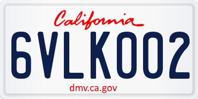 CA license plate 6VLK002