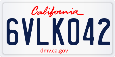 CA license plate 6VLK042