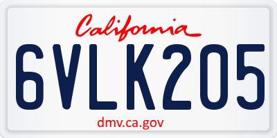 CA license plate 6VLK205