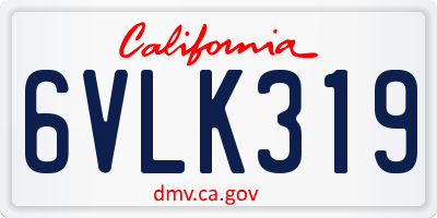 CA license plate 6VLK319