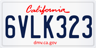 CA license plate 6VLK323