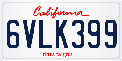 CA license plate 6VLK399
