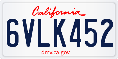 CA license plate 6VLK452