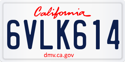 CA license plate 6VLK614