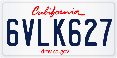 CA license plate 6VLK627