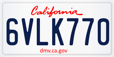 CA license plate 6VLK770