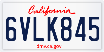 CA license plate 6VLK845