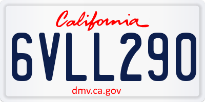 CA license plate 6VLL290