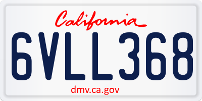 CA license plate 6VLL368