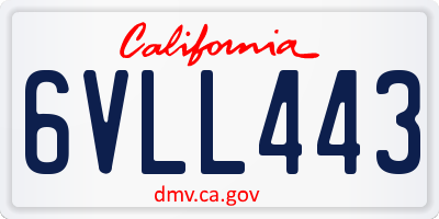 CA license plate 6VLL443