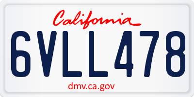 CA license plate 6VLL478