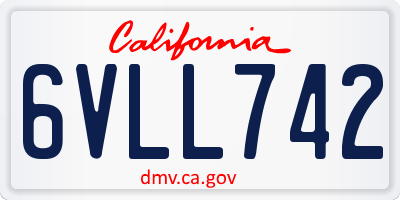 CA license plate 6VLL742