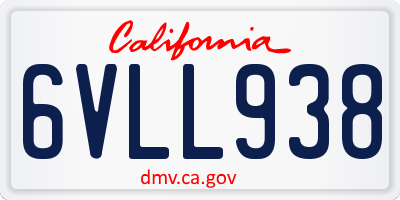 CA license plate 6VLL938