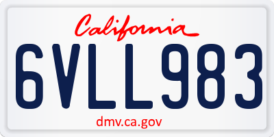 CA license plate 6VLL983