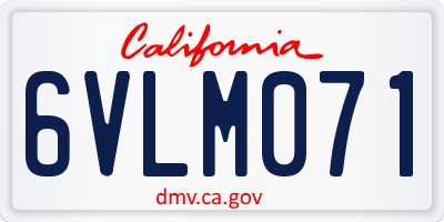 CA license plate 6VLM071