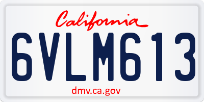 CA license plate 6VLM613