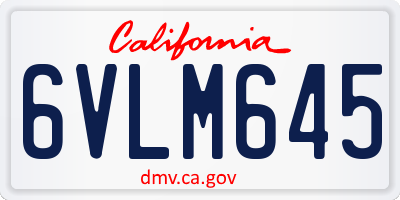 CA license plate 6VLM645