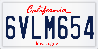 CA license plate 6VLM654