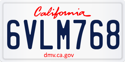 CA license plate 6VLM768