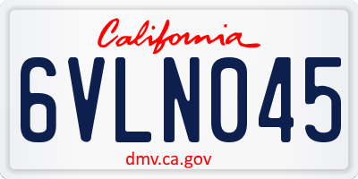 CA license plate 6VLN045
