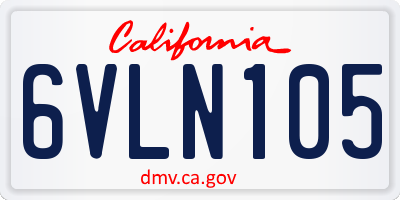 CA license plate 6VLN105