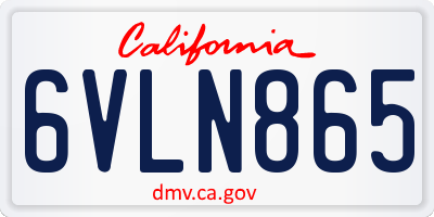 CA license plate 6VLN865