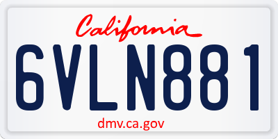 CA license plate 6VLN881