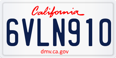 CA license plate 6VLN910