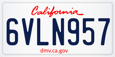 CA license plate 6VLN957