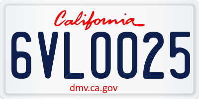 CA license plate 6VLO025