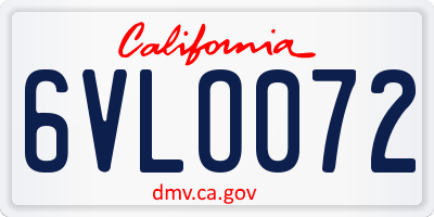 CA license plate 6VLO072