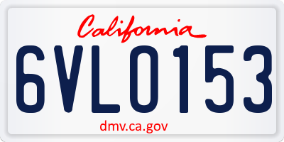 CA license plate 6VLO153