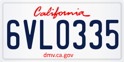 CA license plate 6VLO335