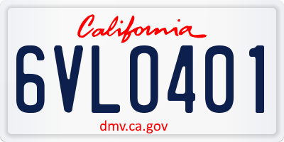 CA license plate 6VLO401