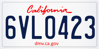 CA license plate 6VLO423