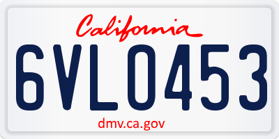 CA license plate 6VLO453