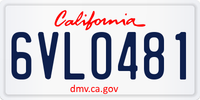 CA license plate 6VLO481