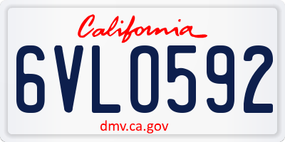 CA license plate 6VLO592