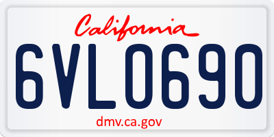 CA license plate 6VLO690