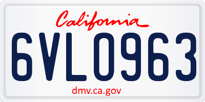CA license plate 6VLO963