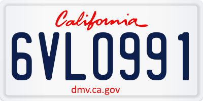 CA license plate 6VLO991