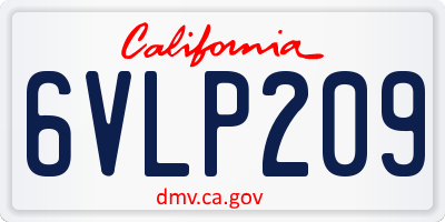 CA license plate 6VLP209