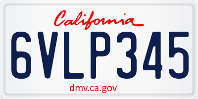 CA license plate 6VLP345