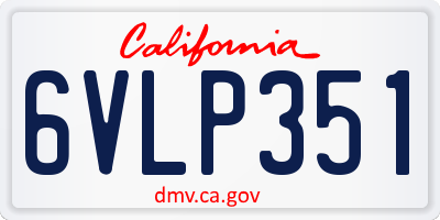 CA license plate 6VLP351