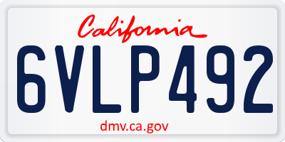 CA license plate 6VLP492