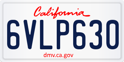 CA license plate 6VLP630