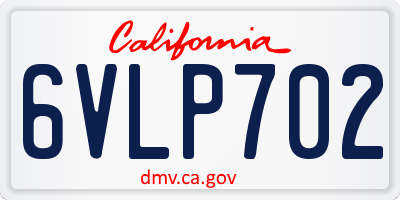 CA license plate 6VLP702